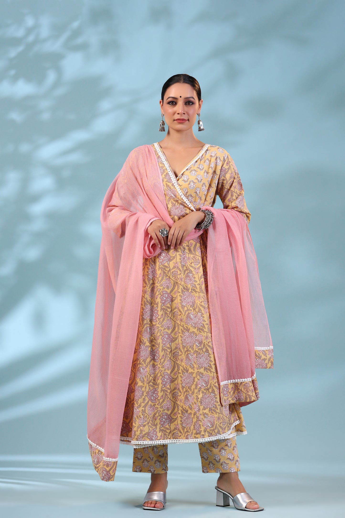 Kesari Angrakha Bottom and Dupatta Set