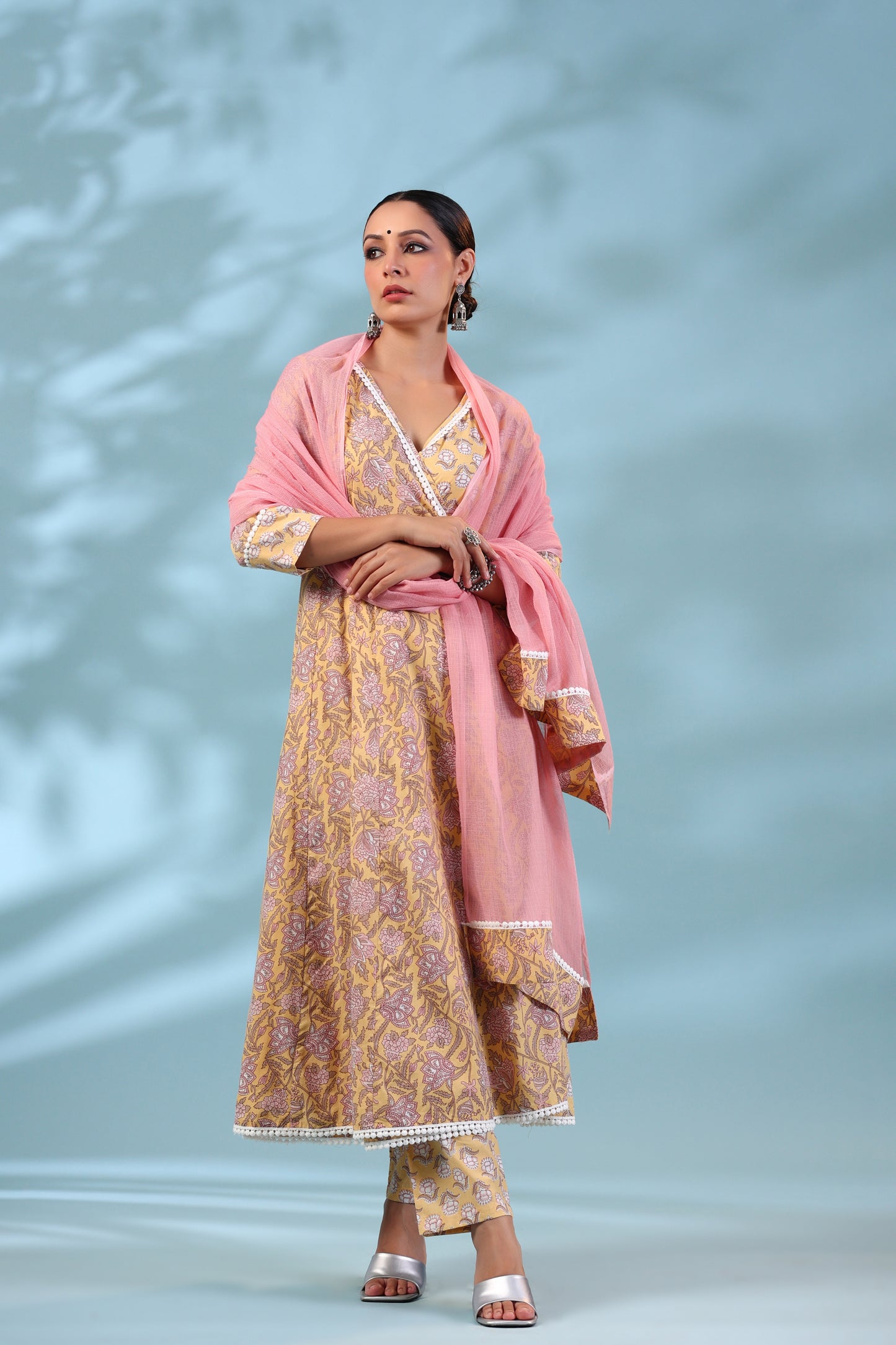 Kesari Angrakha Bottom and Dupatta Set