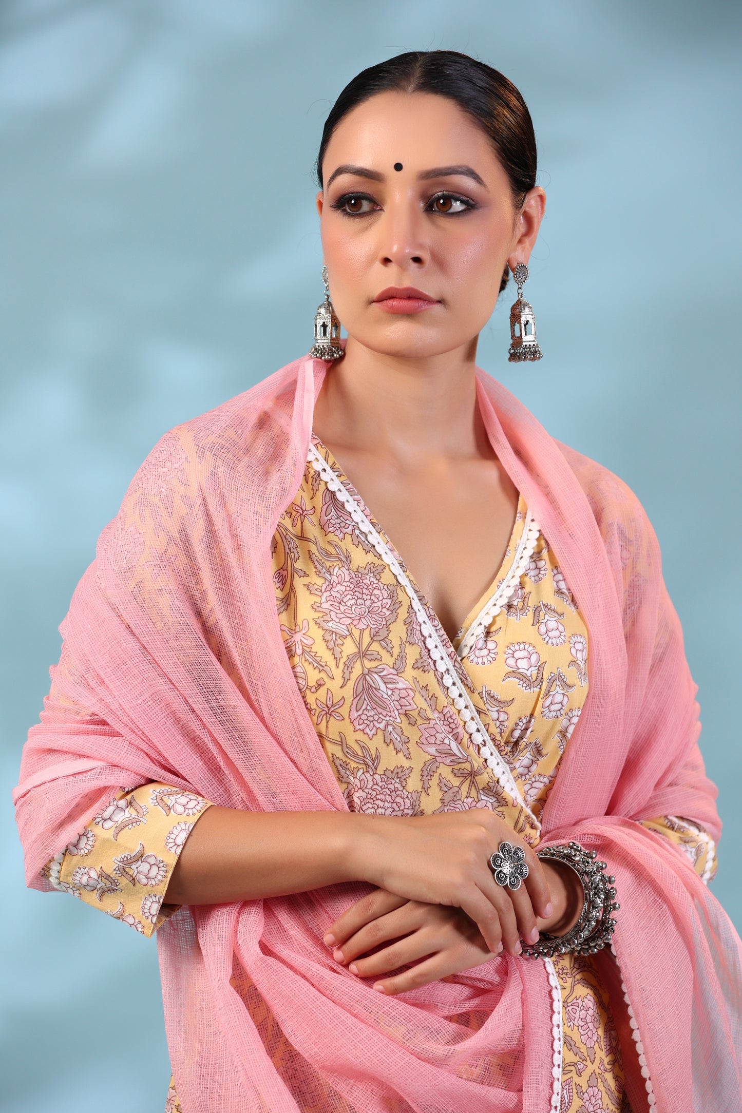 Kesari Angrakha Bottom and Dupatta Set