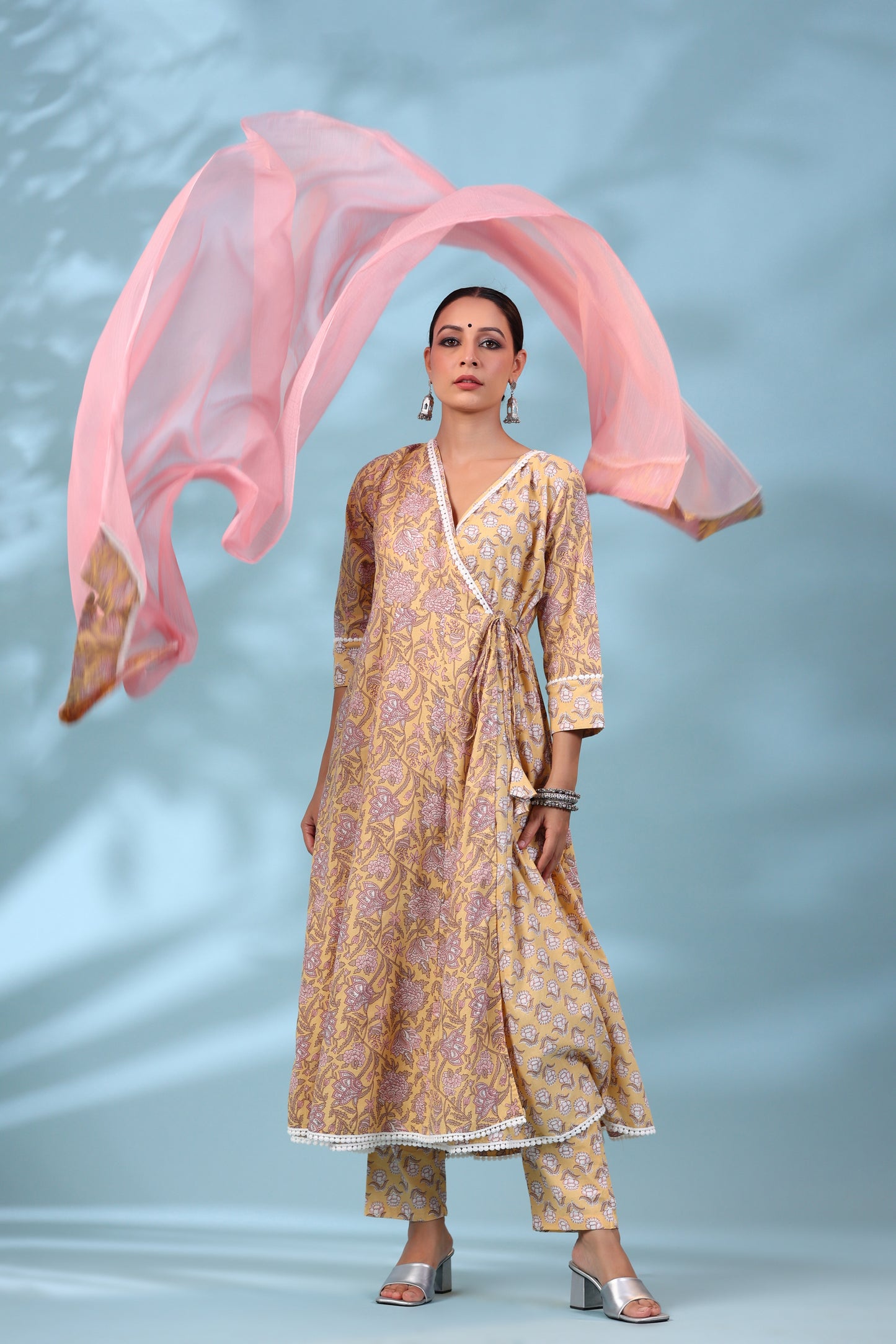 Kesari Angrakha Bottom and Dupatta Set