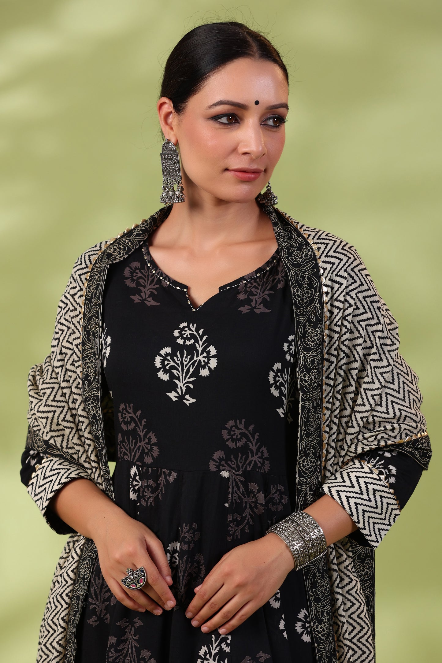 Shah Kala Anarkali Bottom Dupatta Set with Lining