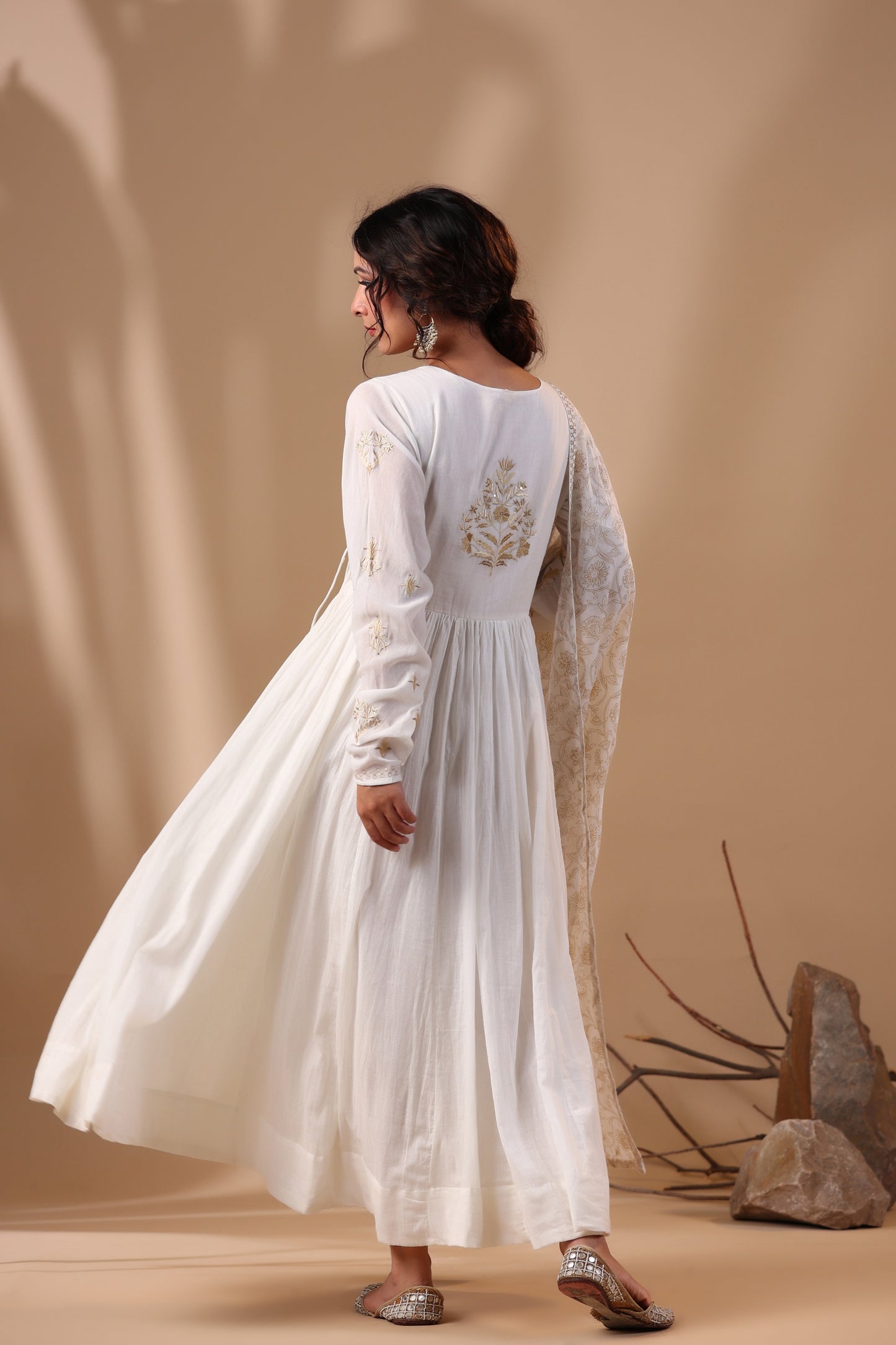 Pearl White Anarkali
