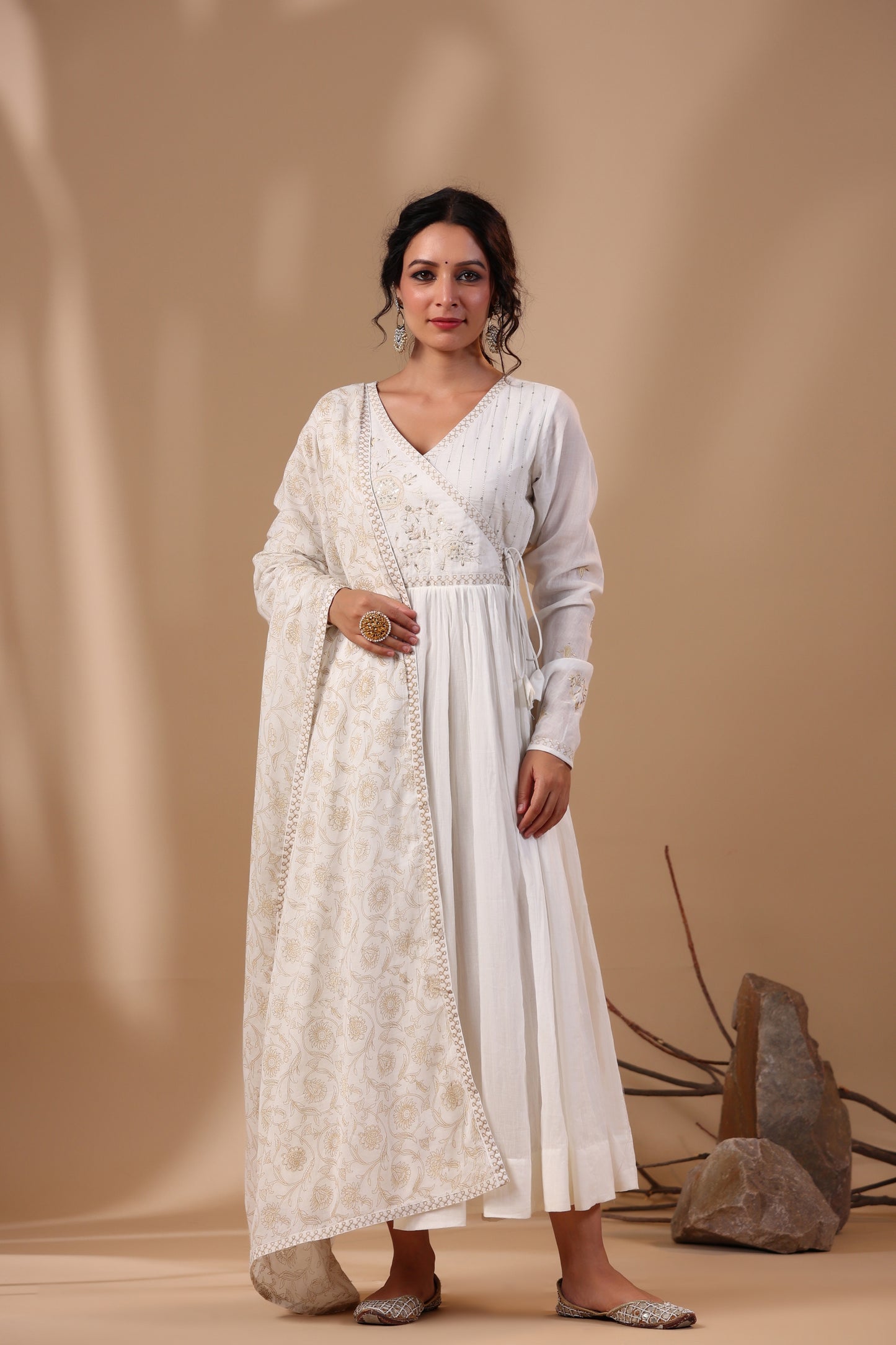 Pearl White Anarkali
