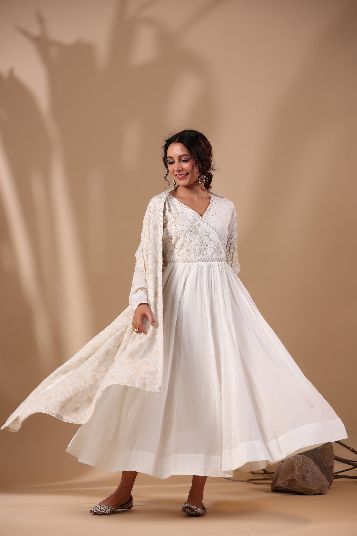 Pearl White Anarkali