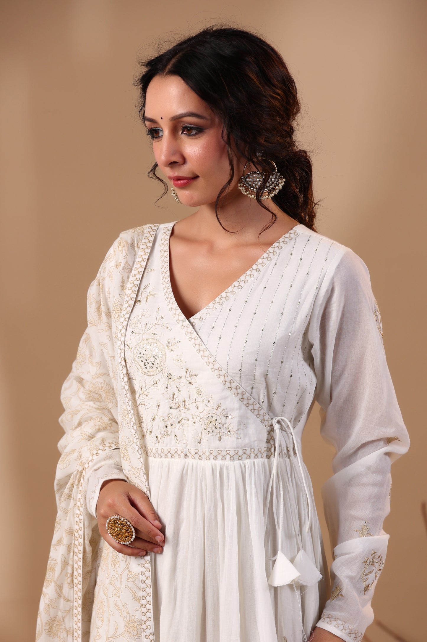 Pearl White Anarkali
