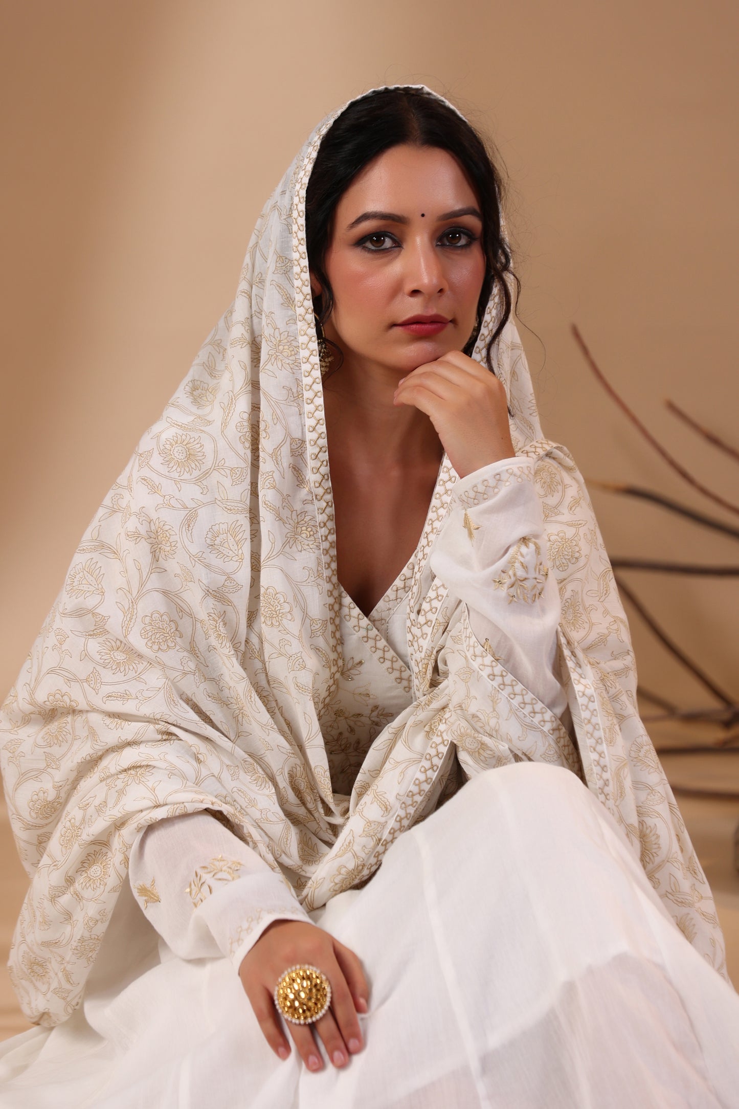 Pearl White Anarkali