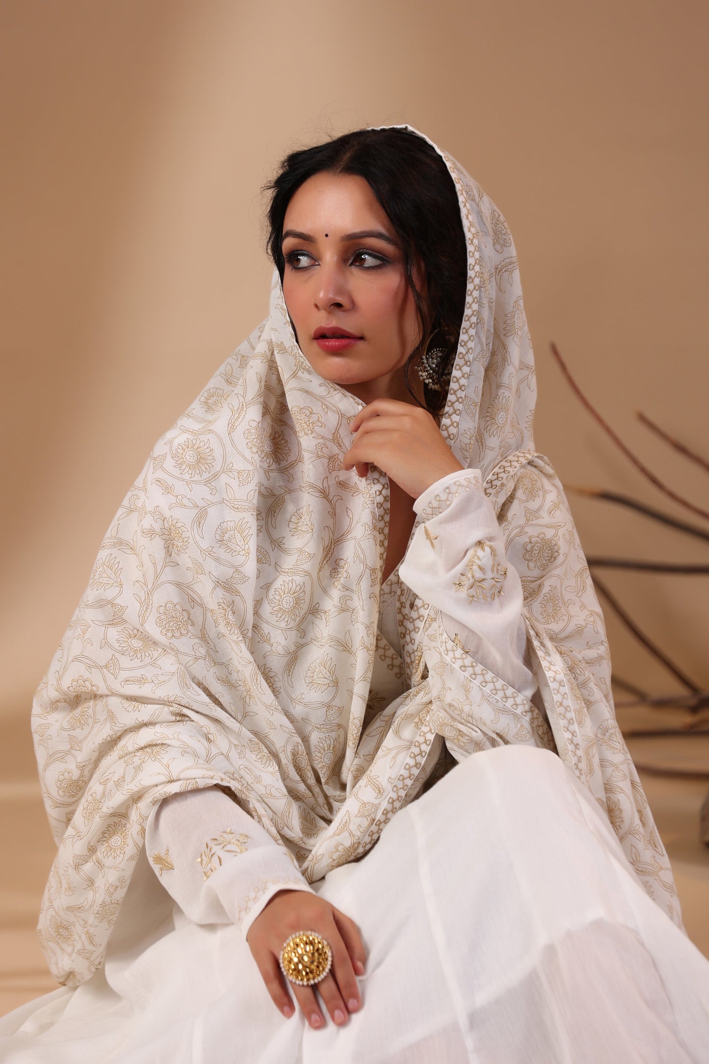 Pearl White Anarkali