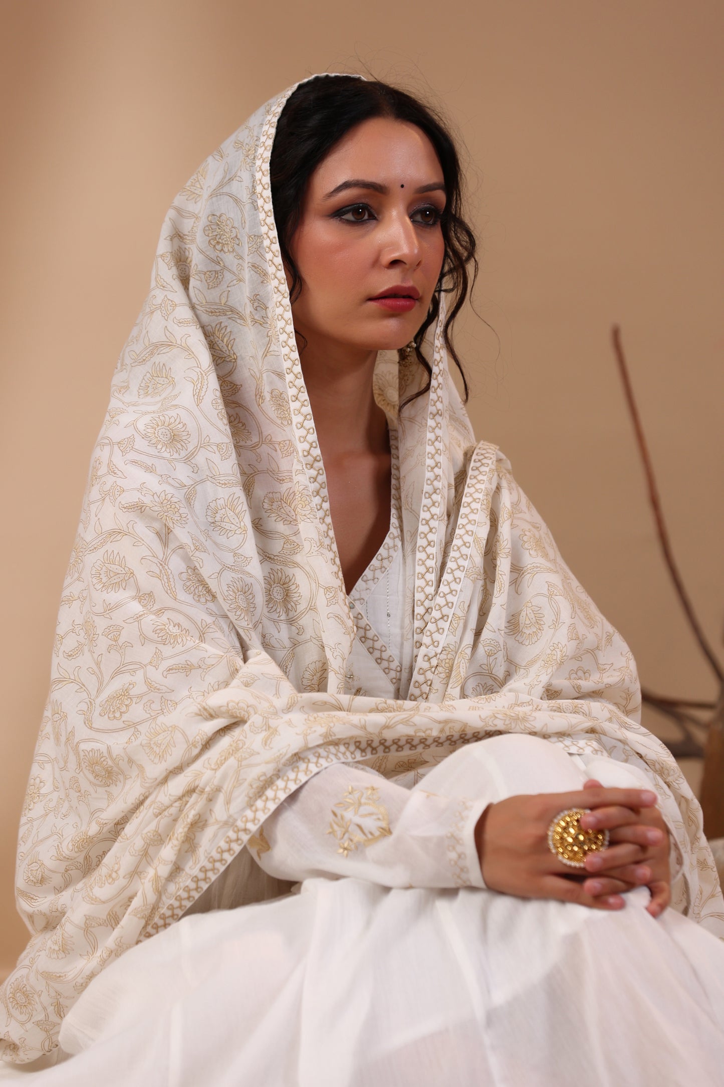 Pearl White Anarkali