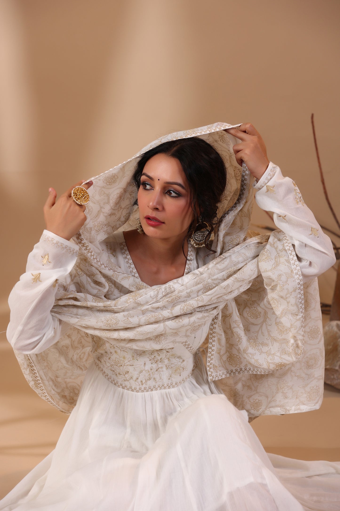 Pearl White Anarkali