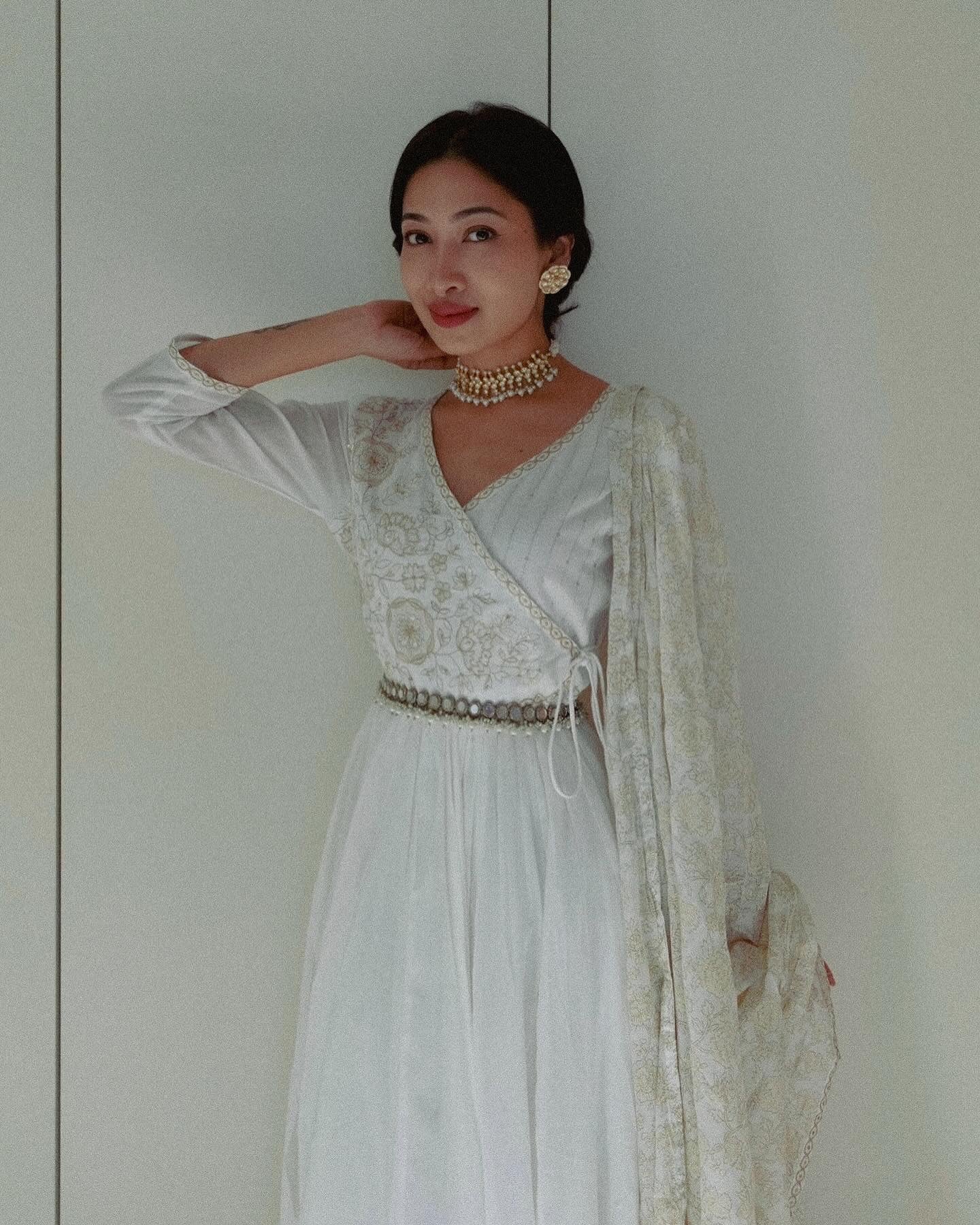 Pearl White Anarkali