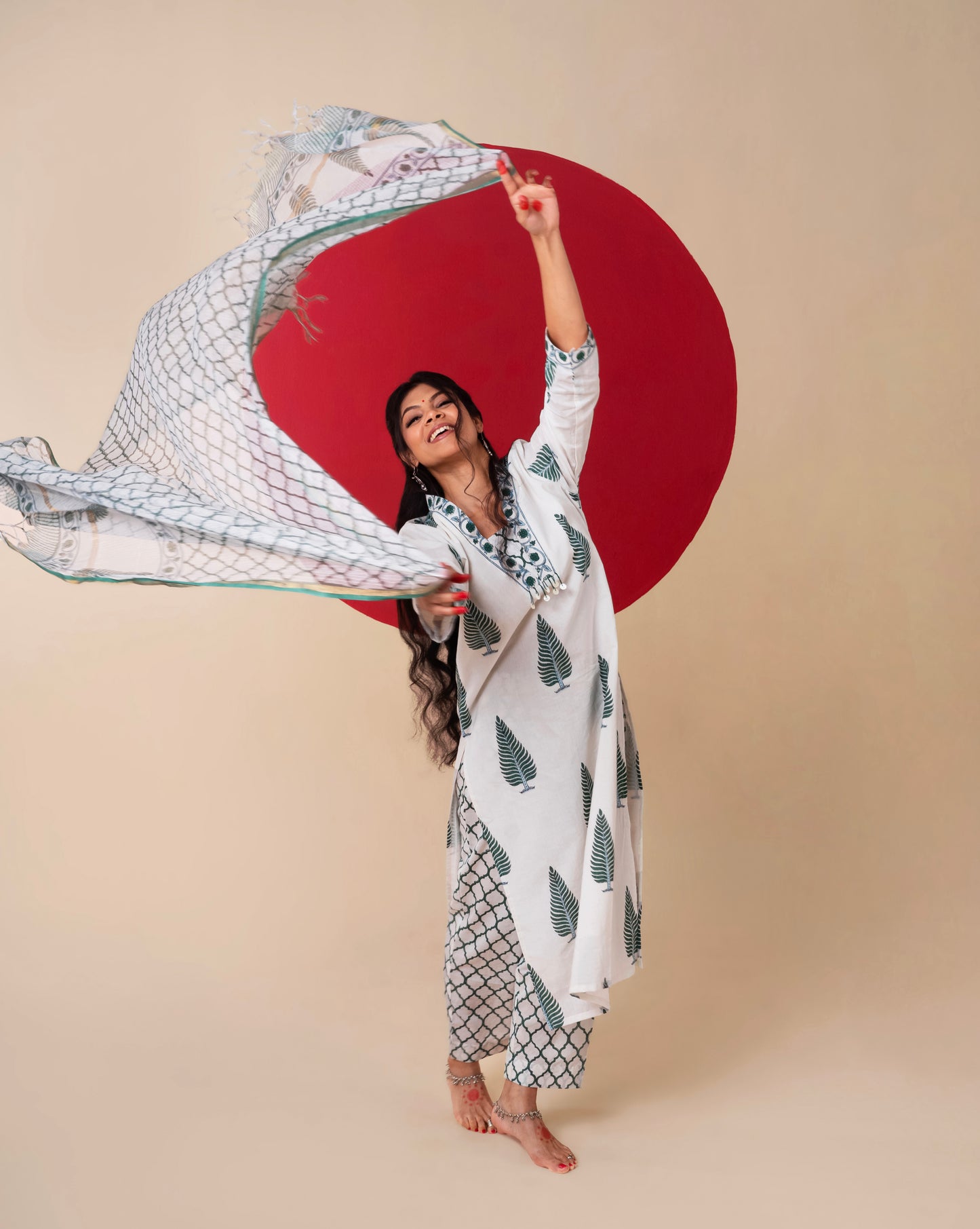 GAURI HANDBLOCK PRINT STRAIGHT KURTA SET