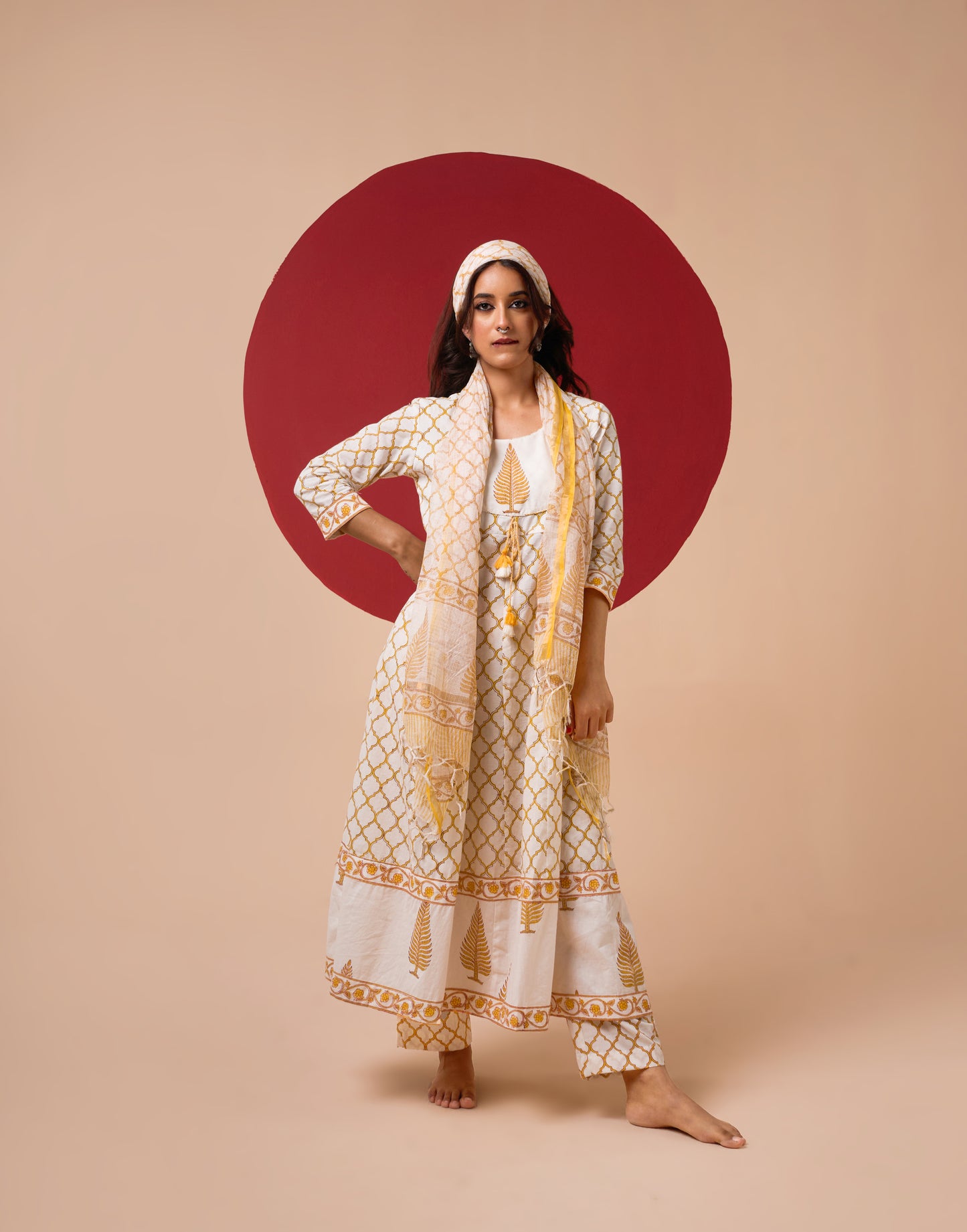 NITYA HANDBLOCK PRINT ANARKALI SET