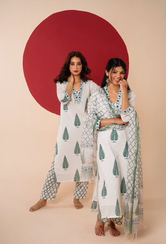 GAURI HANDBLOCK PRINT STRAIGHT KURTA SET