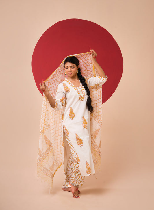 CHITRA HANDBLOCK STRAIGHT KURTA SET