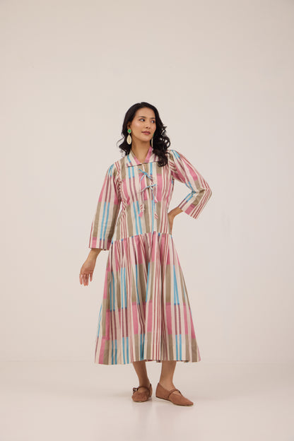TAFFY TWIRL MIDI SHIRT DRESS