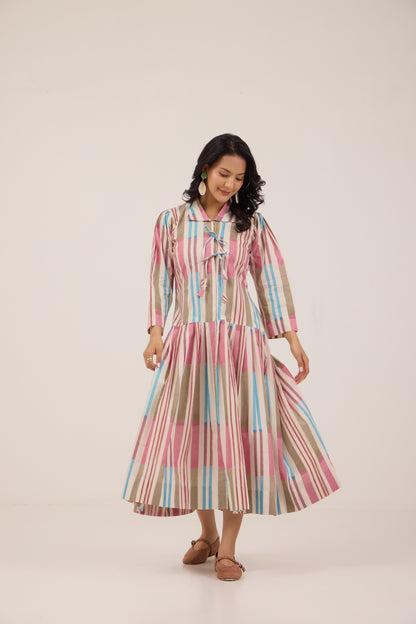 TAFFY TWIRL MIDI SHIRT DRESS