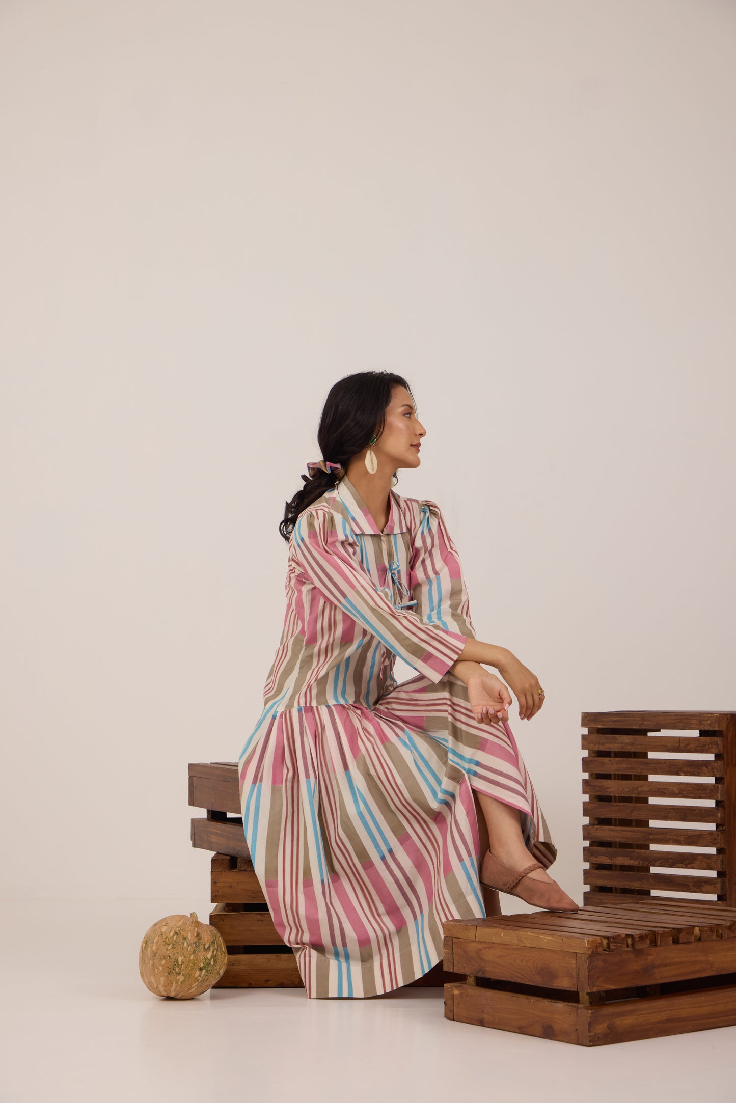 TAFFY TWIRL MIDI SHIRT DRESS