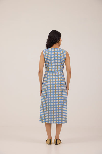 BLUEBERRY BONBON BOWTIE MIDI DRESS