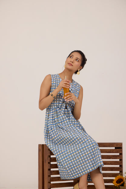 BLUEBERRY BONBON BOWTIE MIDI DRESS