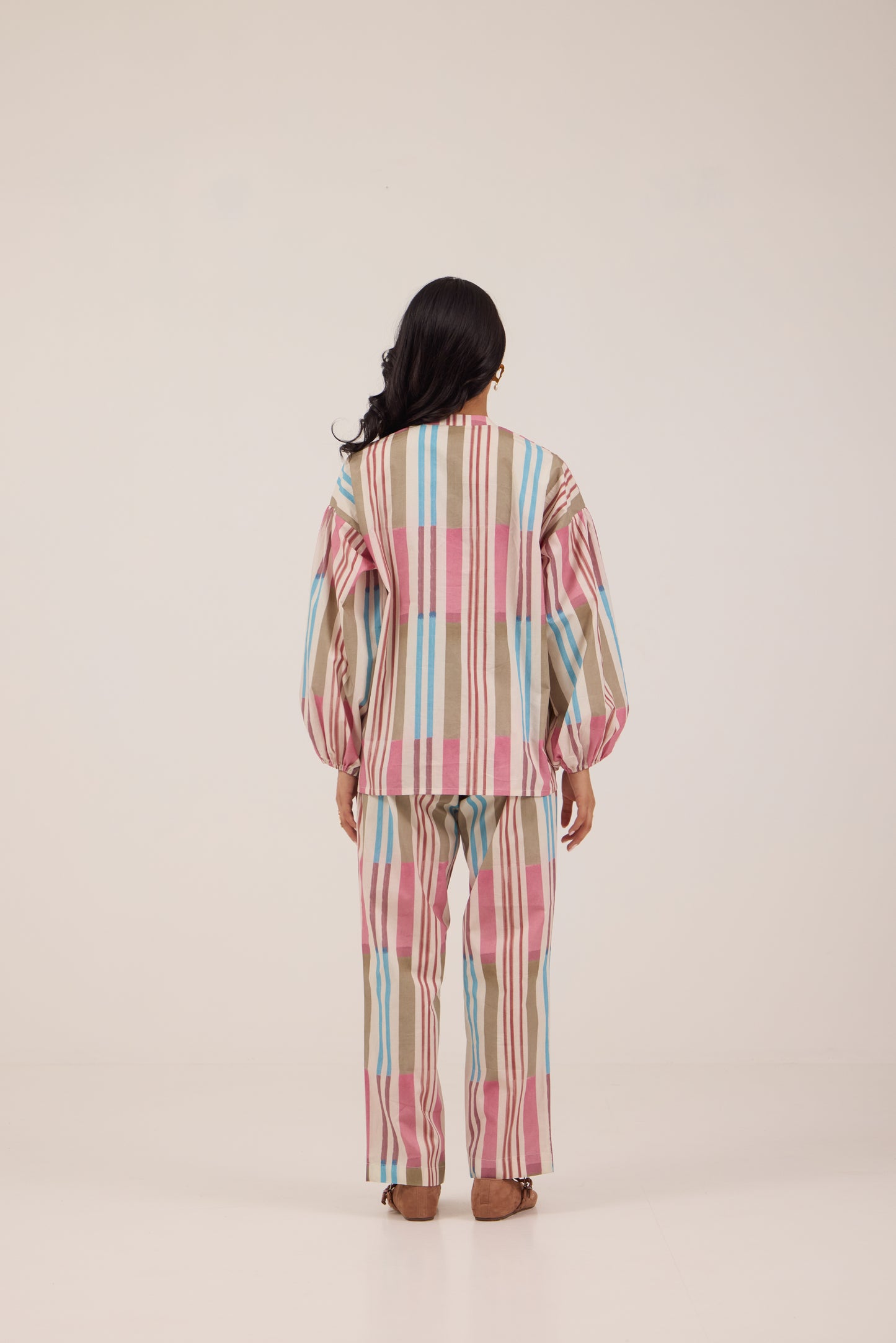 BUBBLEGUM DETAILED COLLAR PANT COORD SET