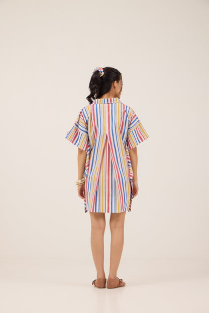 RAINBOW CANDY KAFTAN MINI DRESS
