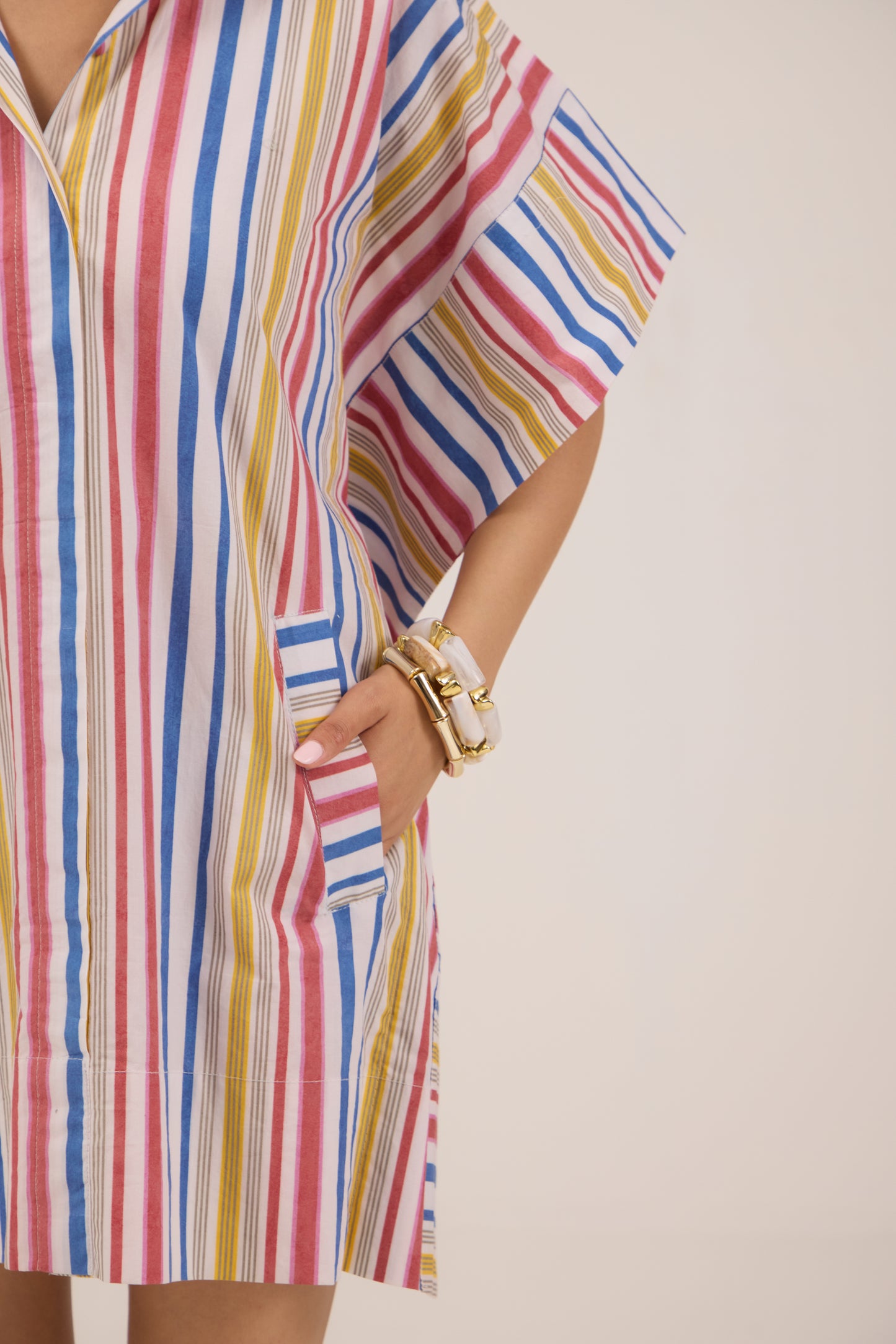 RAINBOW CANDY KAFTAN MINI DRESS