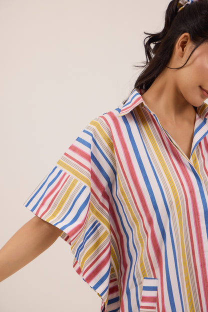 RAINBOW CANDY KAFTAN MINI DRESS