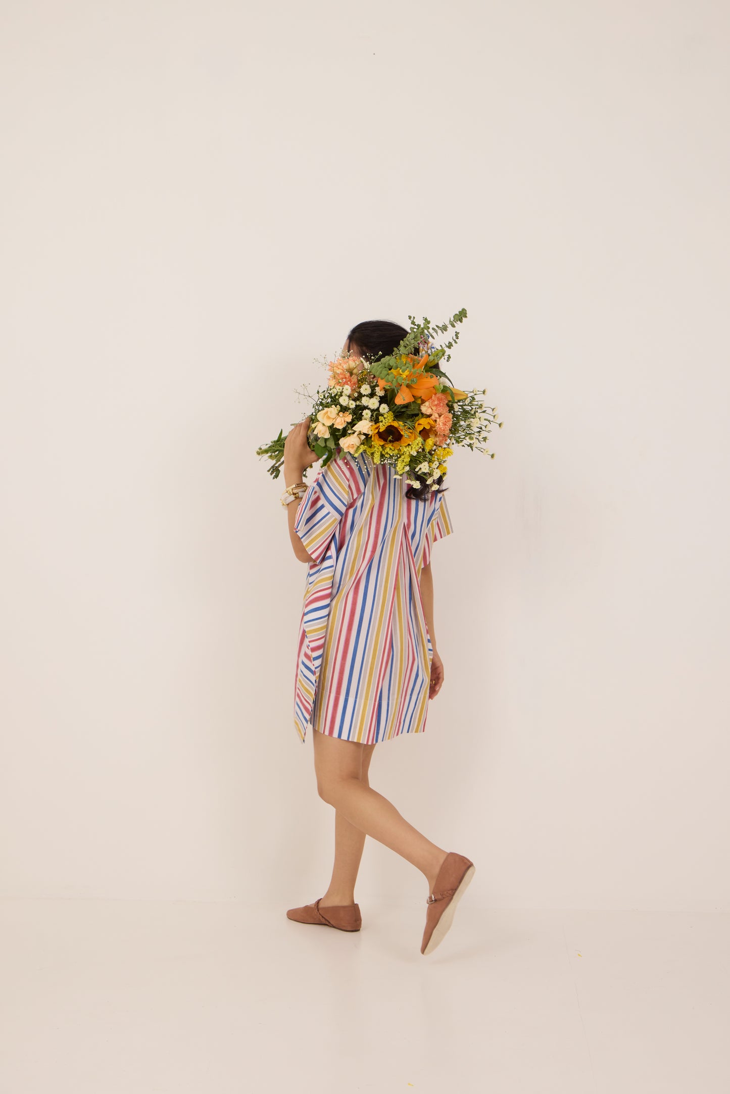 RAINBOW CANDY KAFTAN MINI DRESS