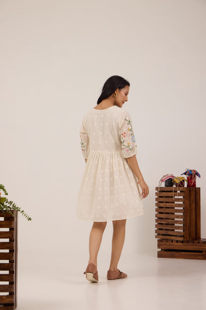 SUGAR BLOSSOM EMBROIDERED MINI DRESS